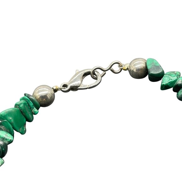 Malachite Chip Beaded Bracelet With Silver Clasp - Picture 3 of 5